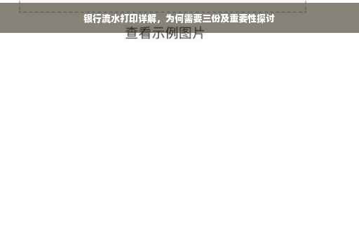 银行流水打印详解，为何需要三份及重要性探讨