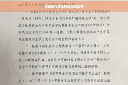 自助银行流水格式详解指南