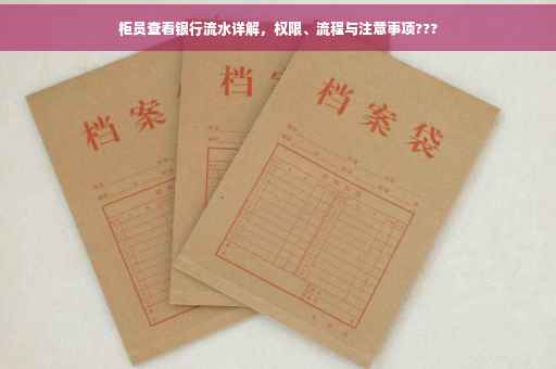 柜员查看银行流水详解，权限、流程与注意事项???