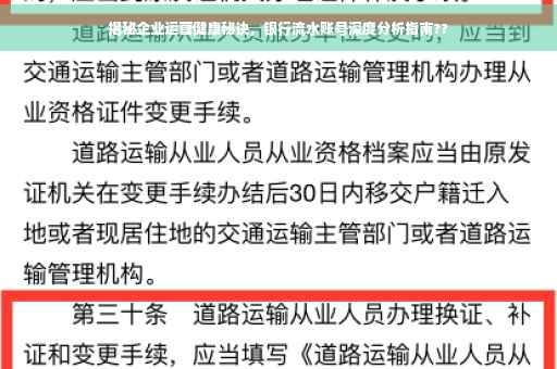 揭秘企业运营健康秘诀，银行流水账号深度分析指南??