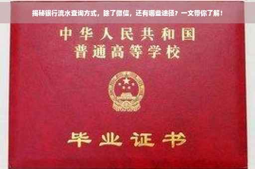 揭秘银行流水查询方式，除了微信，还有哪些途径？一文带你了解！
