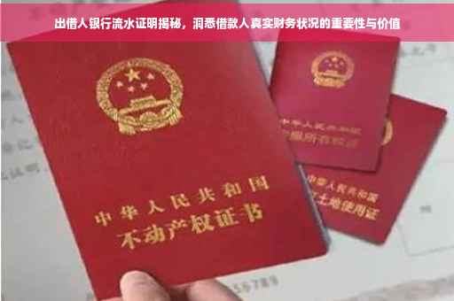 出借人银行流水证明揭秘，洞悉借款人真实财务状况的重要性与价值