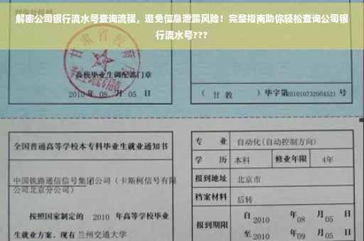 解密公司银行流水号查询流程，避免信息泄露风险！完整指南助你轻松查询公司银行流水号???