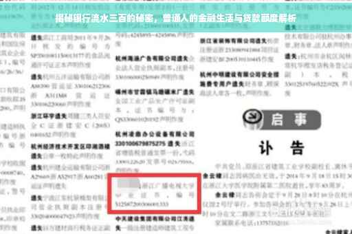 揭秘银行流水三百的秘密，普通人的金融生活与贷款额度解析
