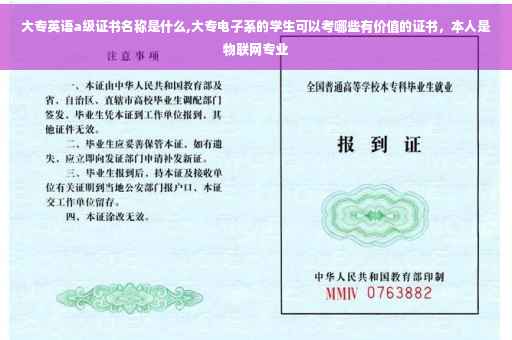 大专英语a级证书名称是什么,大专电子系的学生可以考哪些有价值的证书，本人是物联网专业