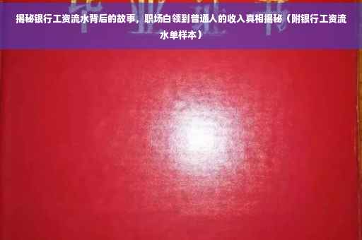 揭秘银行工资流水背后的故事，职场白领到普通人的收入真相揭秘（附银行工资流水单样本）