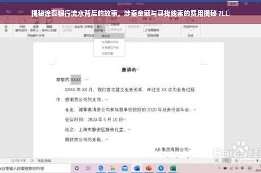 揭秘涂磊银行流水背后的故事，涉案金额与寻找线索的费用揭秘 ?⚡️
