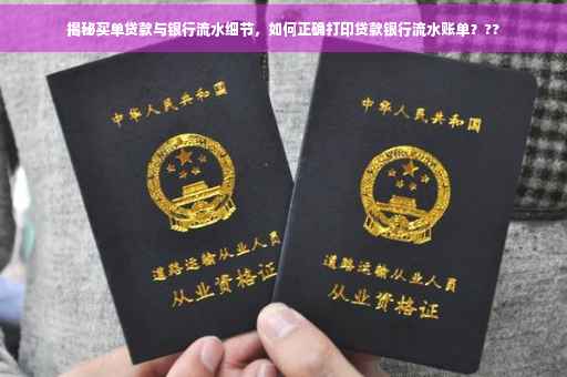 揭秘买单贷款与银行流水细节，如何正确打印贷款银行流水账单？??