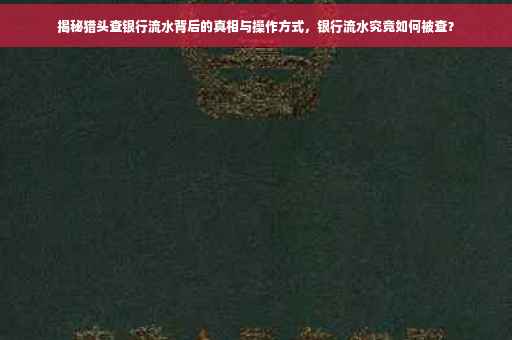 揭秘猎头查银行流水背后的真相与操作方式，银行流水究竟如何被查？