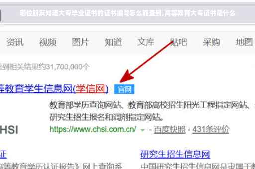 哪位朋友知道大专毕业证书的证书编号怎么能查到,高等教育大专证书是什么